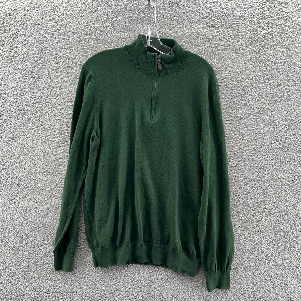 Vineyard Vines 1/4 Zip Mens Large Sweater Sweatshirt Caschmere Blend Green Italy